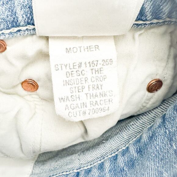 Mother Superior The Insider Crop Fray Thanks, Again Racer Denim Jeans Size 24 - Picture 9 of 11